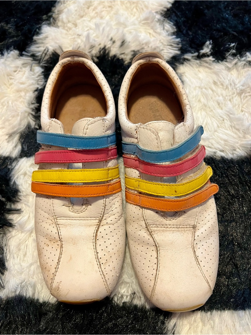 Lacoste White Sneakers with Blue Pink Yellow Orange Straps